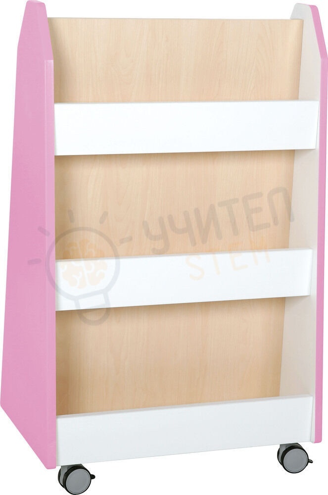 Bibliotecă dublă față-verso - Quadro, alb / arțar - roz deschis