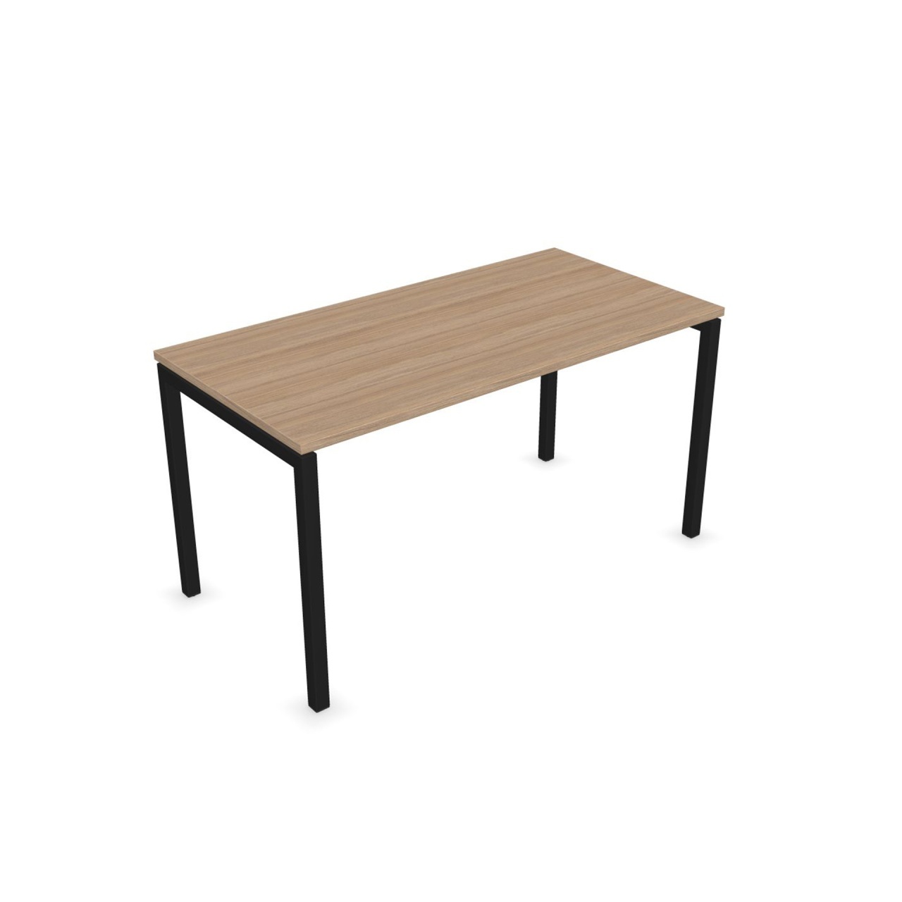 Birou Nova U de la Narbutas cu dimensiuni 1400x700x740 mm, fabricat din melamin stejar chihlimbar cu picior metalic negru tip U.
