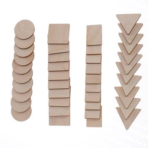 Figuri geometrice din lemn, 40 buc