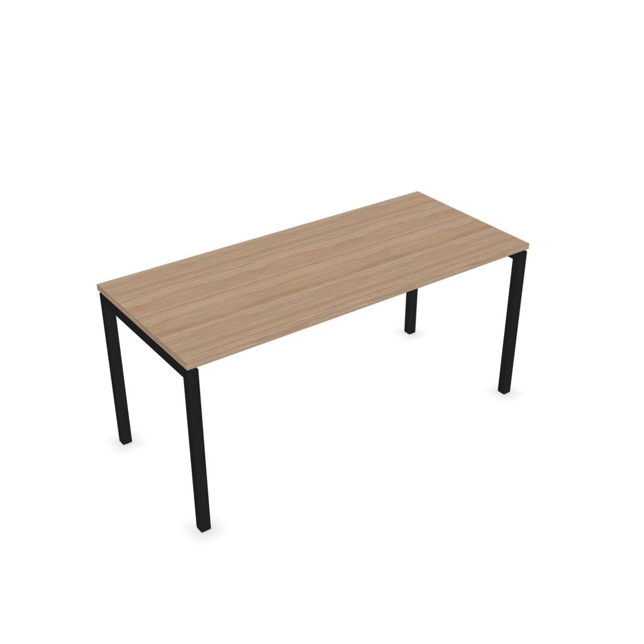 Birou Nova U de la Narbutas cu dimensiuni 1600x700x740 mm, fabricat din melamin stejar chihlimbar cu picior metalic negru tip U.