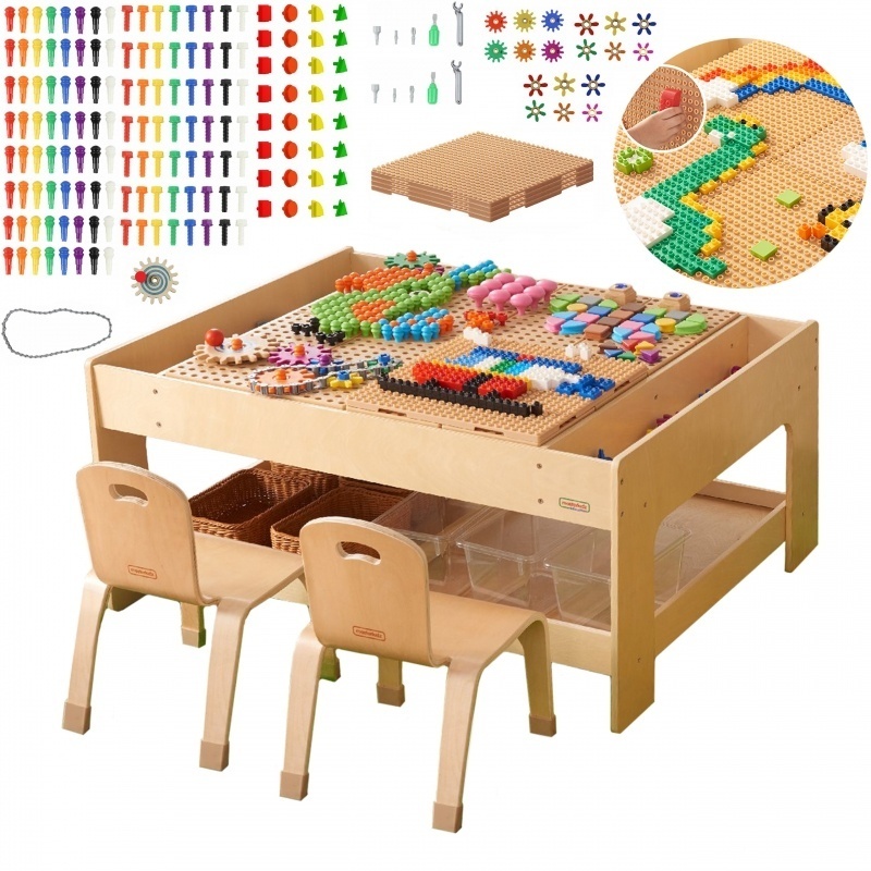Masă educațională STEM – Kit creativ gigant + 563 accesorii „Laborator de Inginerie