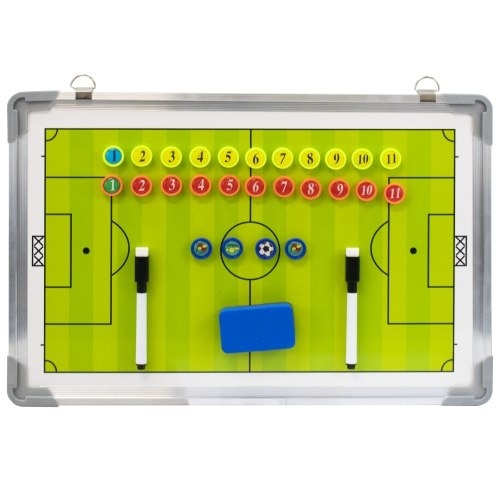 Tabla de antrenament pentru fotbal, 45x30 cm, Set cu magneți, două markere și un burete