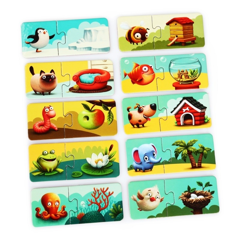 Unde trăiesc animalele - 10 puzzle-uri educaționale