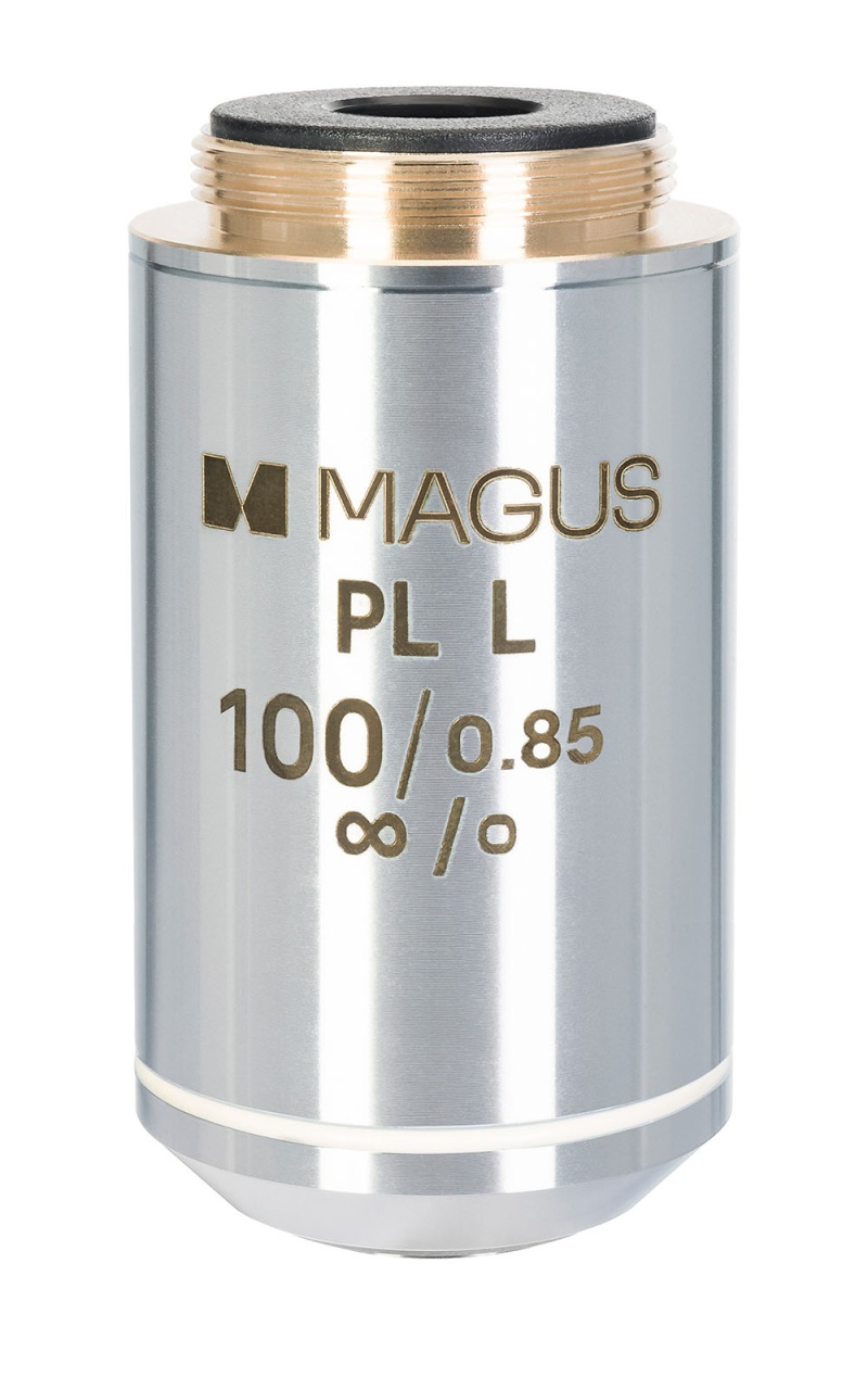 Obiectiv 100PLL 100x/0,85 Plan L WD 0,40 mm pentru microscop metalografic