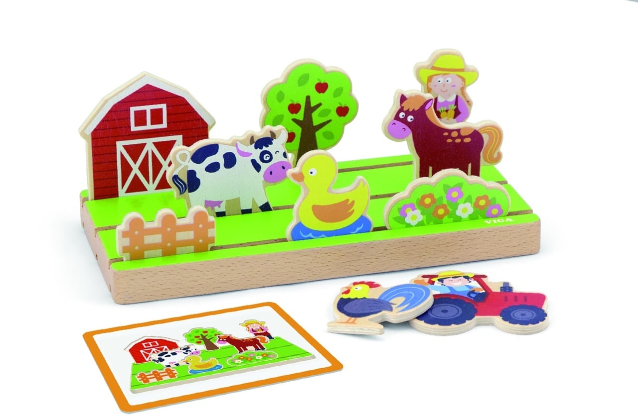 Puzzle spațial din lemn Sat și Pirați