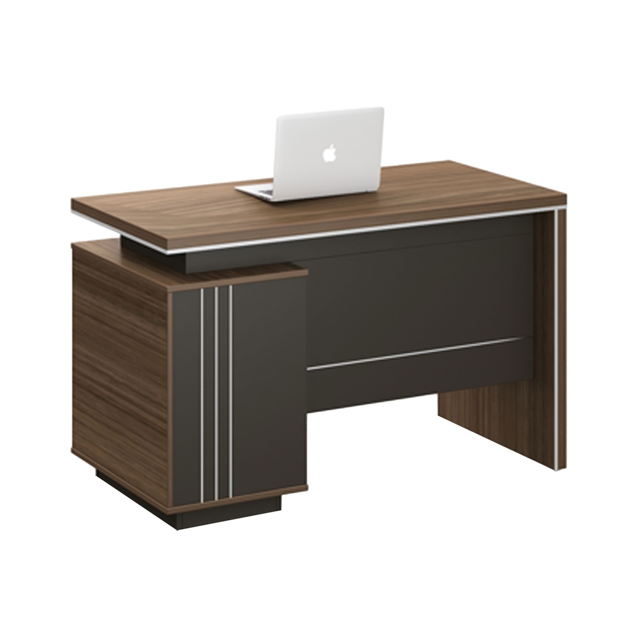 Birou de lucru Chicago, RFG, cu container, 1200 x 600 x 750 mm, stejar Rin și gri închis.