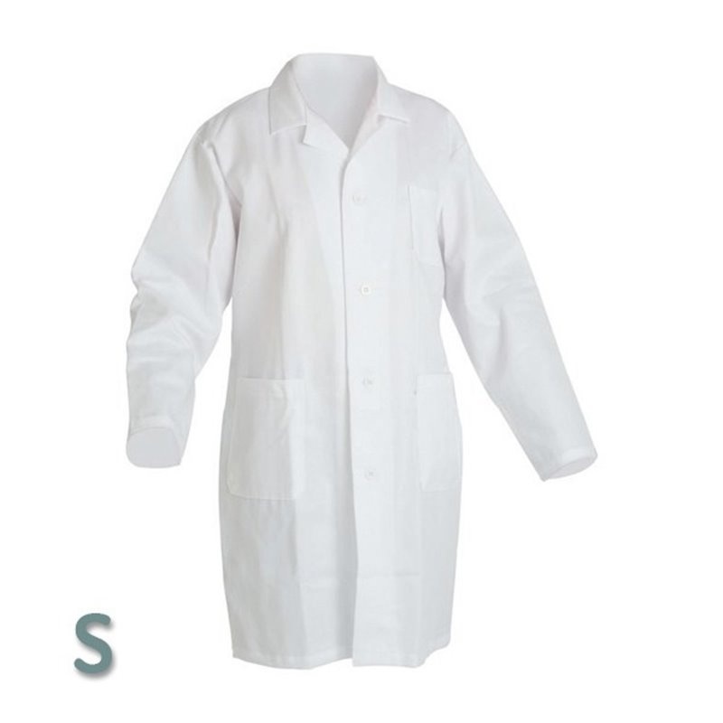 Halat de laborator de protecție – alb S, 100% bumbac