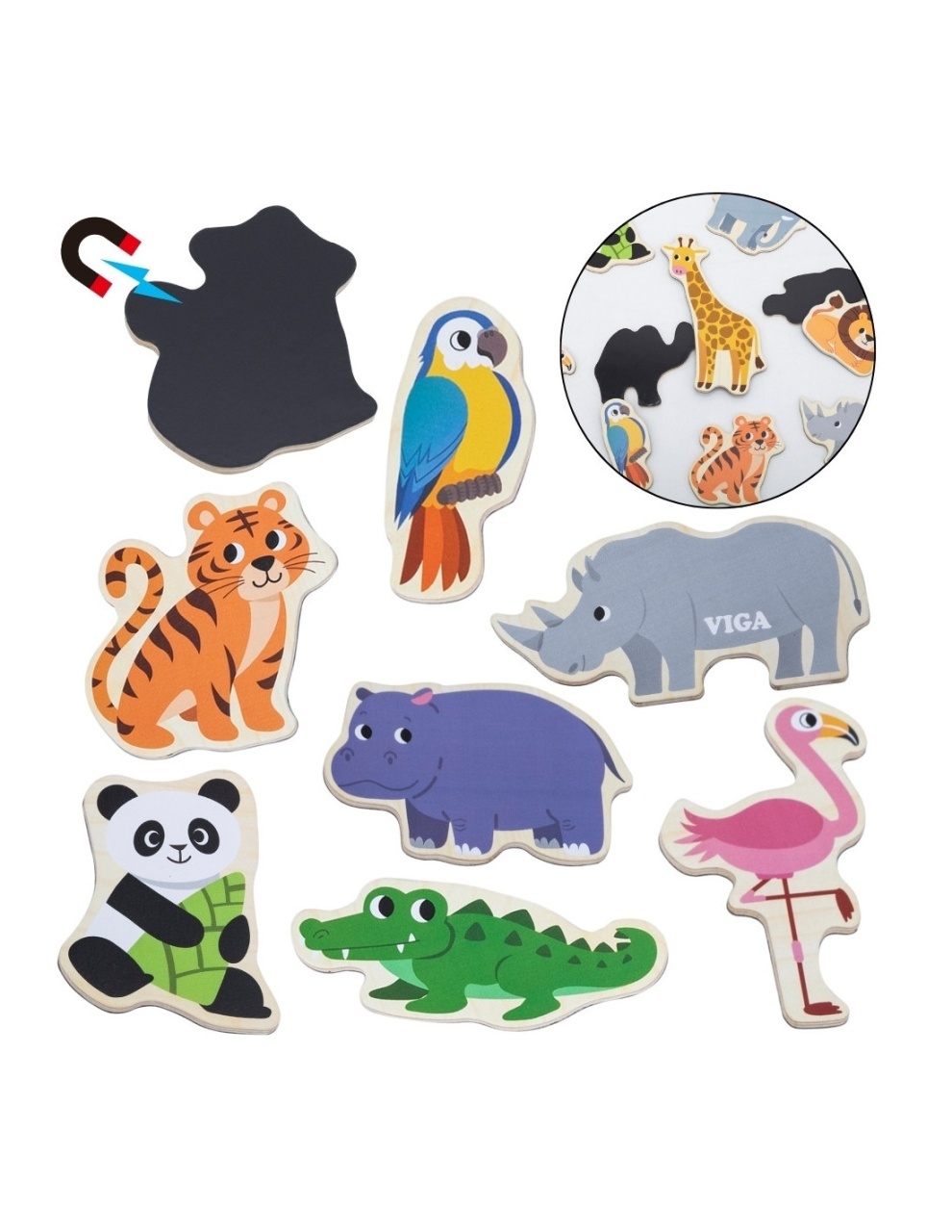 „Animale sălbatice" – set educațional de magneți din lemn (20 piese)