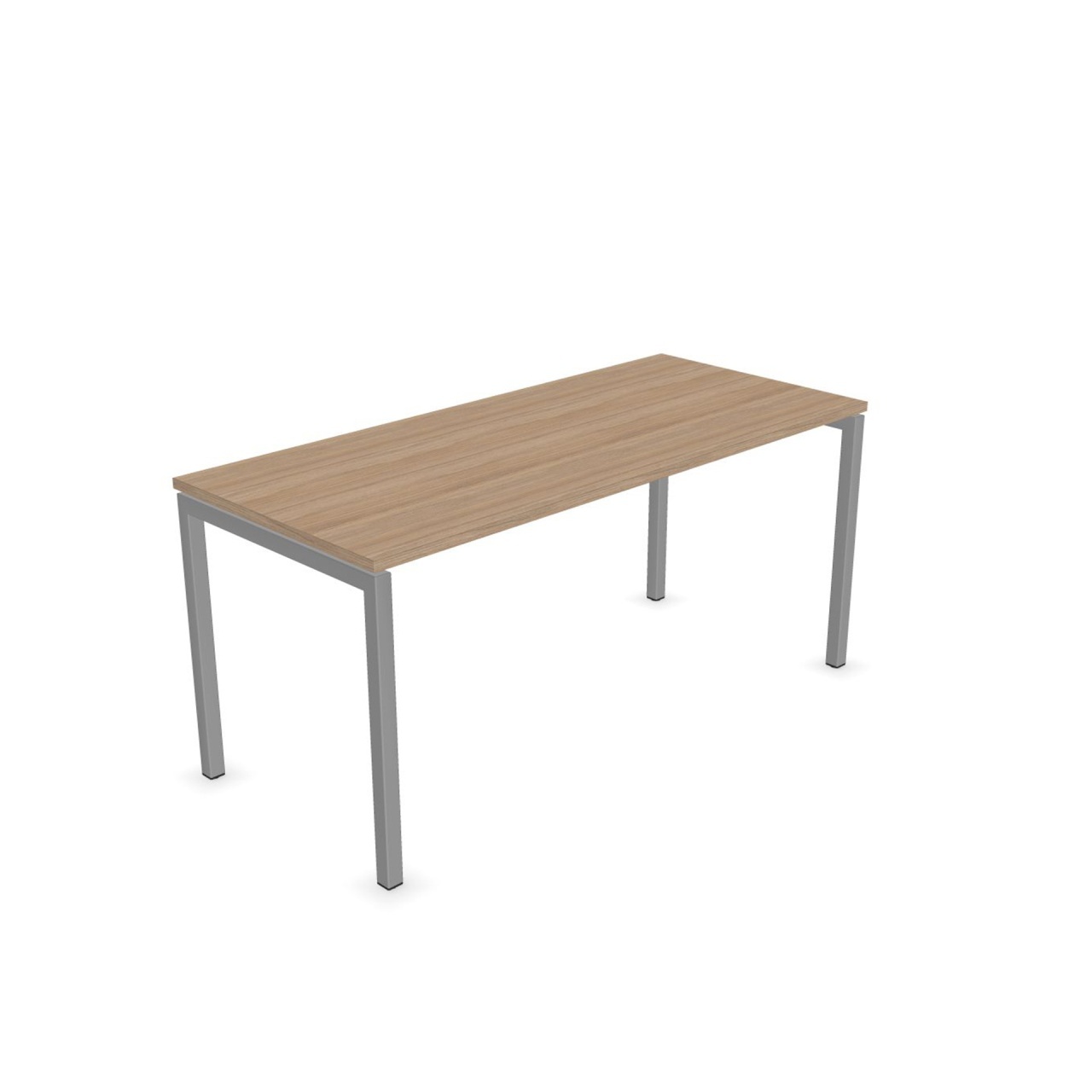 Birou Nova U de la Narbutas, 1600x700x740 mm, cu melamin stejar chihlimbar, picior metalic gri tip U.