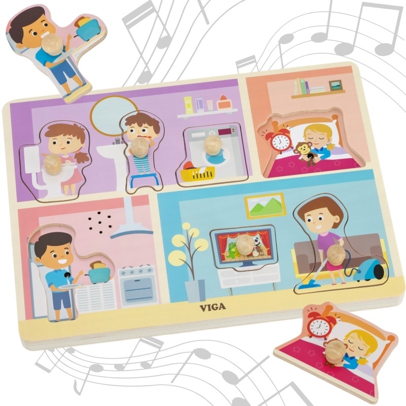 Activități zilnice, puzzle sonor din lemn