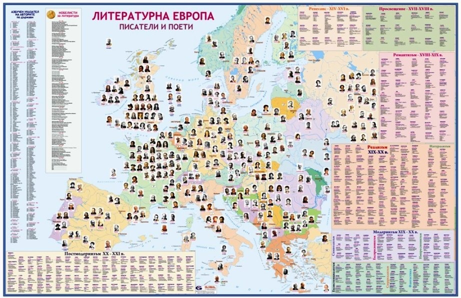 Hartă murală "Europa Literară"