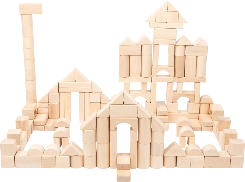 Kit de constructie din lemn natural 200 piese