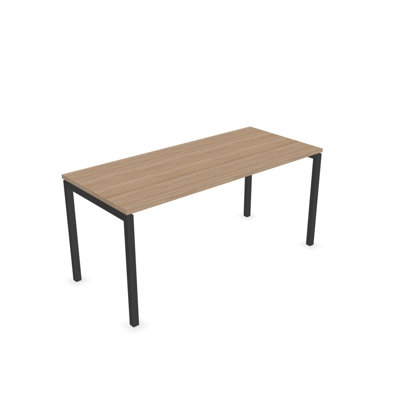 Birou Nova U de la Narbutas, 1600x700x740 mm, cu melamin stejar chihlimbar, picior metalic gri închis tip U.