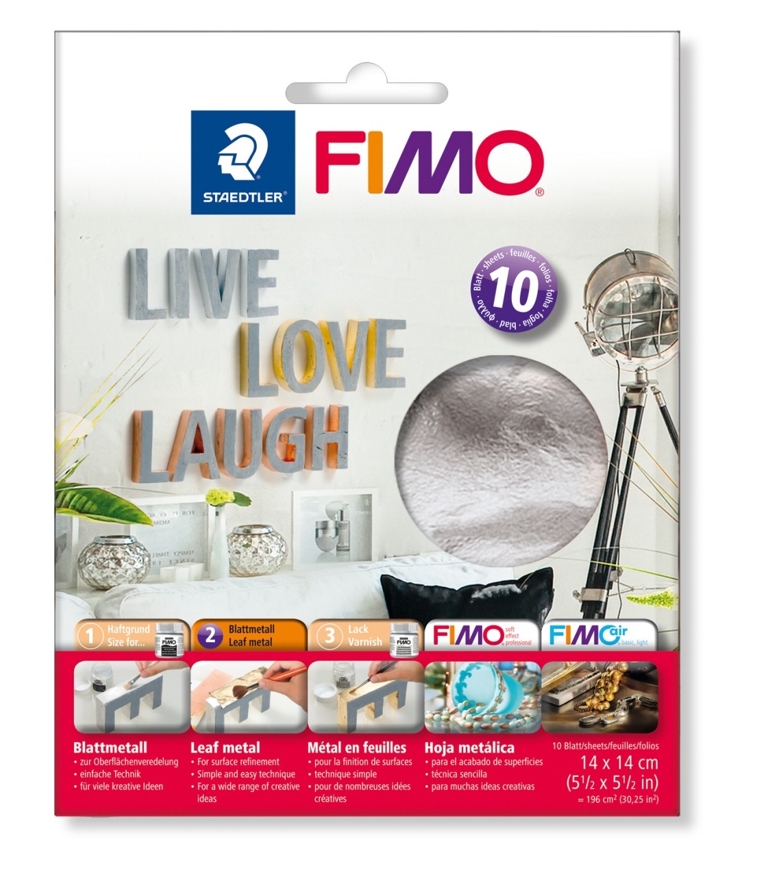 Folie metalică pentru decorație Staedtler Fimo 8781, 10 coli, argintiu