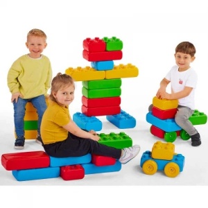 Constructor pentru copii din blocuri de construcție "MAXI" cu 2 mașinuțe 30 piese