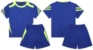 Echipament fotbal/ volei/ handbal, tricou cu șorturi - albastru cu verde neon