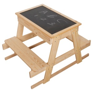 Masă de picnic pentru grădină cu tablă neagră și spațiu de depozitare