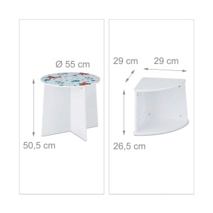Masă rotundă din lemn cu 4 scaune stabile, set compact cu design pentru copii - dogs - Img 2