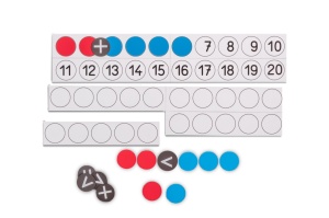 Șir numeric pentru profesor cu 22 de contoare față-verso (roșii/albastre), RE-Plastic, și 10 simboluri aritmetice. - Img 3