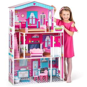 Casa din lemn cu mobila si lift, Mirabella, pentru papusi Barbie - Img 2