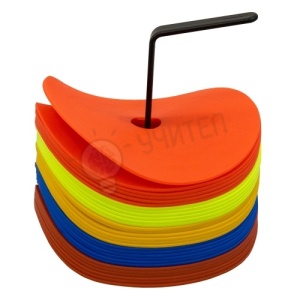 Markere rotunde Ф15 cm cu gaură, 30 buc, 5 culori, set cu suport, Material TPE - Img 2