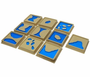 Plăci relief Montessori pentru forme terestre - 10 bucăți - Img 1