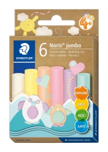 Plastilină Staedtler Noris Jumbo, 6 culori, culori pastel