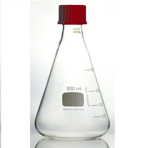 Balon conic 250 ml cu capac cu filet, borosilicat, gradat