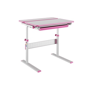 Birou pentru copii Ergo Kids cu înălțime reglabilă, roz, 800 × 660 × 540-760 mm, RFG.
