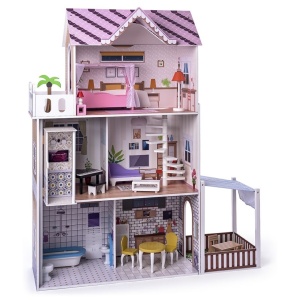 Casă de păpuși din lemn cu mobilier și lift, Malibu