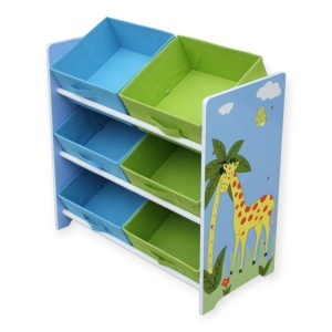 Organizator de jucării, raft pentru camera copilului (pentru 3+ ani) cu cutii de depozitare, savanna