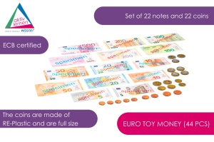 Set bani didactici EURO, 22 monede și 22 bancnote - Img 2