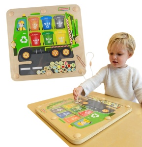 Tablă magnetică pentru sortarea deșeurilor Camion de reciclare Montessori