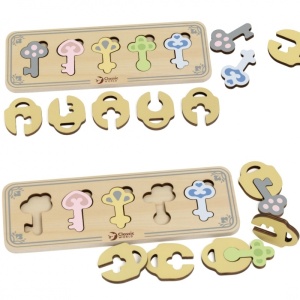 Puzzle-uri senzoriale Montessori din lemn Chei și încuietori - Img 1