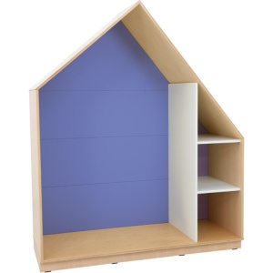 Quadro - dulap-casă cu 2 rafturi, ladă din arțar, albastru închis