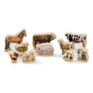 Animalele de la ferma mea - set de figurine din lemn