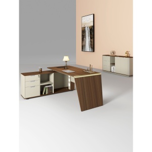 Birou de lucru Elmaz RFG, cu container, 1800 x 800 x 760 mm, stejar și gri - Img 4