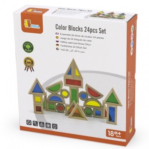 Blocuri colorate din lemn Set de 24 elemente - Img 3