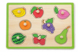 Fructele - un puzzle din lemn cu mânere