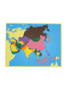 Hartă Asia puzzle din lemn - fără ramă