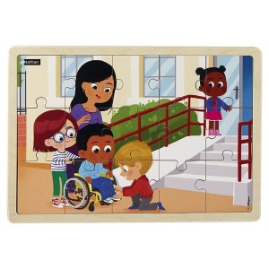 Persoane cu dizabilități - puzzle din lemn 15 piese