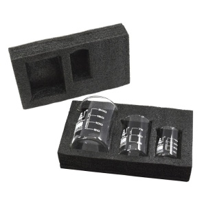 Set 3 pahare Berzelius din borosilicat (50, 100, 250 ml) cu spumă – BORO 3.3