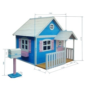 Căsuță mare din lemn natural pentru copii (3+ ani) cu verandă, 194x229x210 cm, pentru joacă și activități în aer liber - Img 2