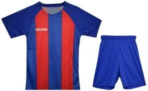 Echipament pentru fotbal/ volei/ handbal, tricou cu pantaloni scurți - albastru cu roșu - Img 1