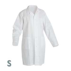 Halat de laborator de protecție – alb S, 100% bumbac