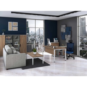 RFG Birou Monaco, blat ulm, metal alb, 1600 x 800 x 750 mm - Img 3