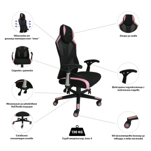 Soft Game RFG Scaun Gaming, negru-roz - Img 5