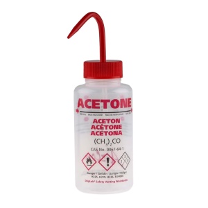Sticlă de spălare 250 ml cu etichetă Acetonă