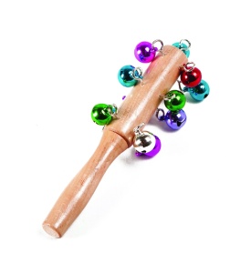 Clopote multicolore cu maner din lemn