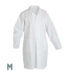 Halat de laborator de protecție – alb M, 100% bumbac